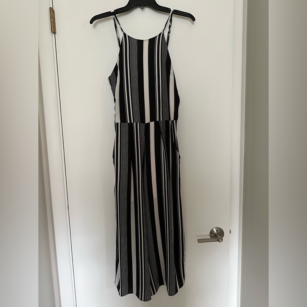 Black and white cropped wide leg jumpsuit